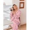 Ekouaer Women’s Satin Silk Pajamas Long Sleeve Button Up Pjs Lounge Sets(Pink Gingerbread)
