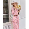 Ekouaer Women’s Satin Silk Pajamas Long Sleeve Button Up Pjs Lounge Sets(Pink Gingerbread)