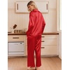 Ekouaer Women’s Satin Silk Pajamas Long Sleeve Button Up Pjs Lounge Sets(Red)