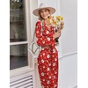 Ekouaer Women’s Satin Silk Pajamas Long Sleeve Button Up Pjs Lounge Sets(Red Santa)