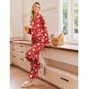 Ekouaer Women’s Satin Silk Pajamas Long Sleeve Button Up Pjs Lounge Sets(Red Santa)