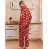 Ekouaer Women’s Satin Silk Pajamas Long Sleeve Button Up Pjs Lounge Sets(Red Santa)