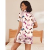 Ekouaer Women’s Silk Satin Pajama Set Short Sleeve Pjs Shorts Set S-XXL(Champagne Boots)