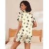 Ekouaer Women’s Silk Satin Pajama Set Short Sleeve Pjs Shorts Set S-XXL(Champagne Butterfly)