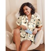 Ekouaer Women’s Silk Satin Pajama Set Short Sleeve Pjs Shorts Set S-XXL(Champagne Butterfly)