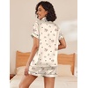 Ekouaer Women’s Silk Satin Pajama Set Short Sleeve Pjs Shorts Set S-XXL(Champagne Floral)