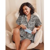 Ekouaer Women’s Silk Satin Pajama Set Short Sleeve Pjs Shorts Set S-XXL(Leopard White)