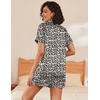 Ekouaer Women’s Silk Satin Pajama Set Short Sleeve Pjs Shorts Set S-XXL(Leopard White)