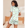Ekouaer Women’s Silk Satin Pajama Set Short Sleeve Pjs Shorts Set S-XXL(Light Blue Wineglass)