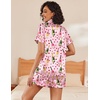 Ekouaer Women’s Silk Satin Pajama Set Short Sleeve Pjs Shorts Set S-XXL(Striped Wine Bottle)