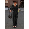 Ekouaer Womens Velour Track Suits Matching Sweatsuit 2 Piece Casual Outfits(Black)