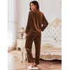 Ekouaer Womens Velour Track Suits Matching Sweatsuit 2 Piece Casual Outfits(Brown)