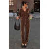 Ekouaer Womens Velour Track Suits Matching Sweatsuit 2 Piece Casual Outfits(Brown)