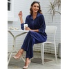 Ekouaer Womens Velour Track Suits Matching Sweatsuit 2 Piece Casual Outfits(Dark Blue)