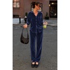 Ekouaer Womens Velour Track Suits Matching Sweatsuit 2 Piece Casual Outfits(Dark Blue)