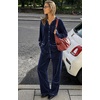 Ekouaer Womens Velour Track Suits Matching Sweatsuit 2 Piece Casual Outfits(Dark Blue)