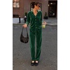 Ekouaer Womens Velour Track Suits Matching Sweatsuit 2 Piece Casual Outfits(Green)