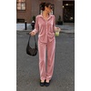 Ekouaer Womens Velour Track Suits Matching Sweatsuit 2 Piece Casual Outfits(Light Pink)