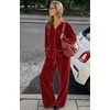 Ekouaer Womens Velour Track Suits Matching Sweatsuit 2 Piece Casual Outfits(Red)