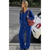 Ekouaer Womens Velour Track Suits Matching Sweatsuit 2 Piece Casual Outfits(Royal Blue)