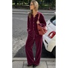 Ekouaer Womens Velour Track Suits Matching Sweatsuit 2 Piece Casual Outfits(Wine Red)