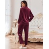 Ekouaer Womens Velour Track Suits Matching Sweatsuit 2 Piece Casual Outfits(Wine Red)