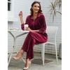 Ekouaer Womens Velour Track Suits Matching Sweatsuit 2 Piece Casual Outfits(Wine Red)