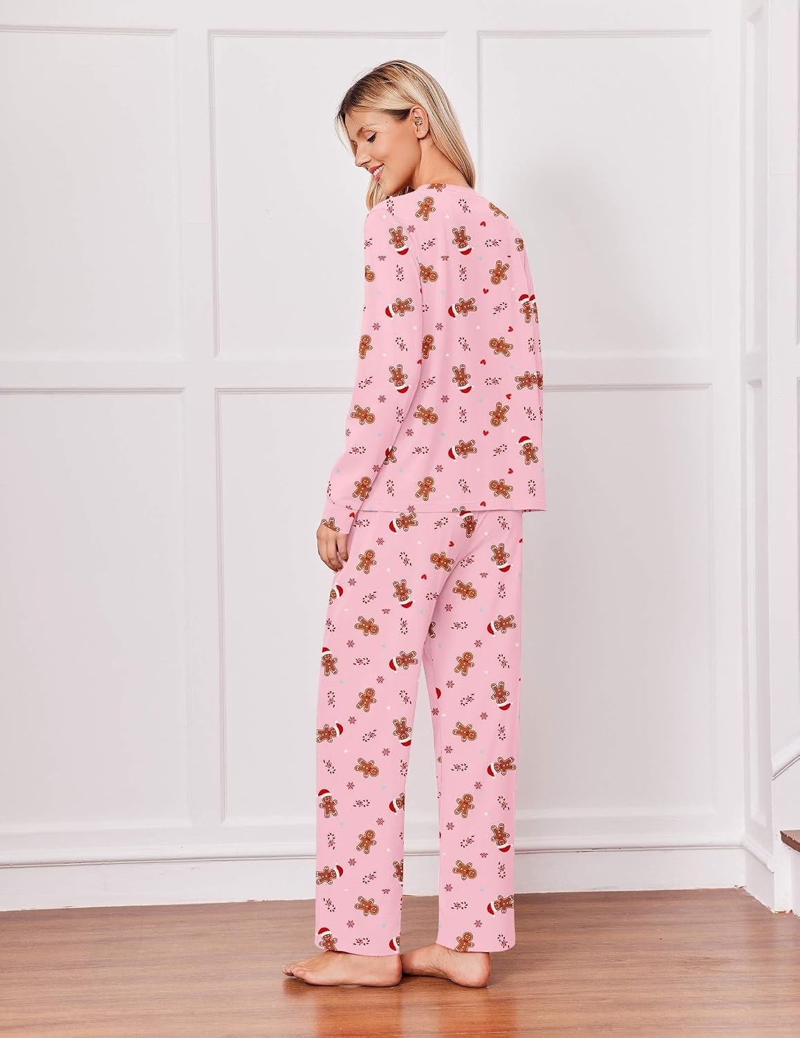 image:imageEkouaer Pajamas for Women Set Cotton Long Sleeve Pjs 2 Piece Lounge SetsChristmas Pink