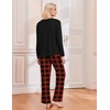 Ekouaer 2 Pack Womens Pajama Sets Long Sleeve Long Pants Pjs Loungewear(Black Plaid/Grey Plaid)