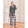 Ekouaer 2 Pack Womens Pajama Sets Long Sleeve Long Pants Pjs Loungewear(Black Plaid/Grey Plaid)