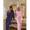 Ekouaer 2 Pack Womens Pajama Sets Long Sleeve Long Pants Pjs Loungewear(Christmas Pink/Christmas Navy)