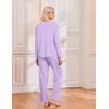 Ekouaer 2 Pack Womens Pajama Sets Long Sleeve Long Pants Pjs Loungewear(Lilac Dots/Black Striped)