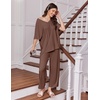 Ekouaer 2 Packs Lounge Set for Women Short Sleeve Pajamas Top and Long Pant(Black/Brown)