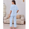 Ekouaer 2 Packs Lounge Set for Women Short Sleeve Pajamas Top and Long Pant(Blue Lines/White Flowers)
