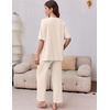 Ekouaer 2 Packs Lounge Set for Women Short Sleeve Pajamas Top and Long Pant(Champagne/Blue)