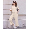 Ekouaer 2 Packs Lounge Set for Women Short Sleeve Pajamas Top and Long Pant(Dark Grey/Champagne)