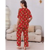 Ekouaer 2 Packs Lounge Set for Women Short Sleeve Pajamas Top and Long Pant(Green Santa Claus/Red Santa Claus)