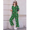 Ekouaer 2 Packs Lounge Set for Women Short Sleeve Pajamas Top and Long Pant(Green Santa Claus/Red Santa Claus)