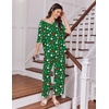 Ekouaer 2 Packs Lounge Set for Women Short Sleeve Pajamas Top and Long Pant(Green Santa Claus/Red Santa Claus)