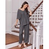 Ekouaer 2 Packs Lounge Set for Women Short Sleeve Pajamas Top and Long Pant(Grey Stripes/Dark Grey)