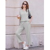 Ekouaer 2 Packs Lounge Set for Women Short Sleeve Pajamas Top and Long Pant(Grey Stripes/Dark Grey)