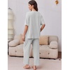 Ekouaer 2 Packs Lounge Set for Women Short Sleeve Pajamas Top and Long Pant(Grey Stripes/Dark Grey)