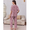 Ekouaer 2 Packs Lounge Set for Women Short Sleeve Pajamas Top and Long Pant(Heart Leopard/Blue Flowers)