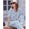 Ekouaer 2 Packs Lounge Set for Women Short Sleeve Pajamas Top and Long Pant(Heart Leopard/Blue Flowers)