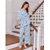 Ekouaer 2 Packs Lounge Set for Women Short Sleeve Pajamas Top and Long Pant(Heart Leopard/Blue Flowers)