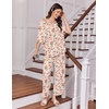 Ekouaer 2 Packs Lounge Set for Women Short Sleeve Pajamas Top and Long Pant(Line Bows/Beige Daisy)