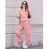 Ekouaer 2 Packs Lounge Set for Women Short Sleeve Pajamas Top and Long Pant(Pink Cashew Flower/Vintage Blooms)