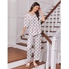 Ekouaer 2 Packs Lounge Set for Women Short Sleeve Pajamas Top and Long Pant(Pink Cashew Flower/Vintage Blooms)