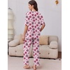 Ekouaer 2 Packs Lounge Set for Women Short Sleeve Pajamas Top and Long Pant(Pink Roses/Black Roses)