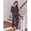 Ekouaer 2 Packs Lounge Set for Women Short Sleeve Pajamas Top and Long Pant(Pink Roses/Black Roses)